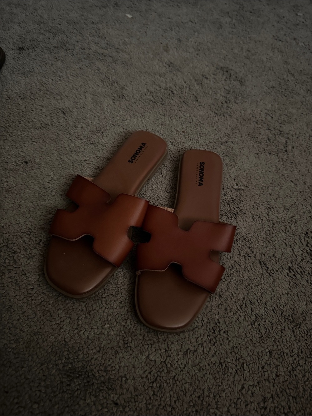 Sonoma Cognac Brown Slide Sandals